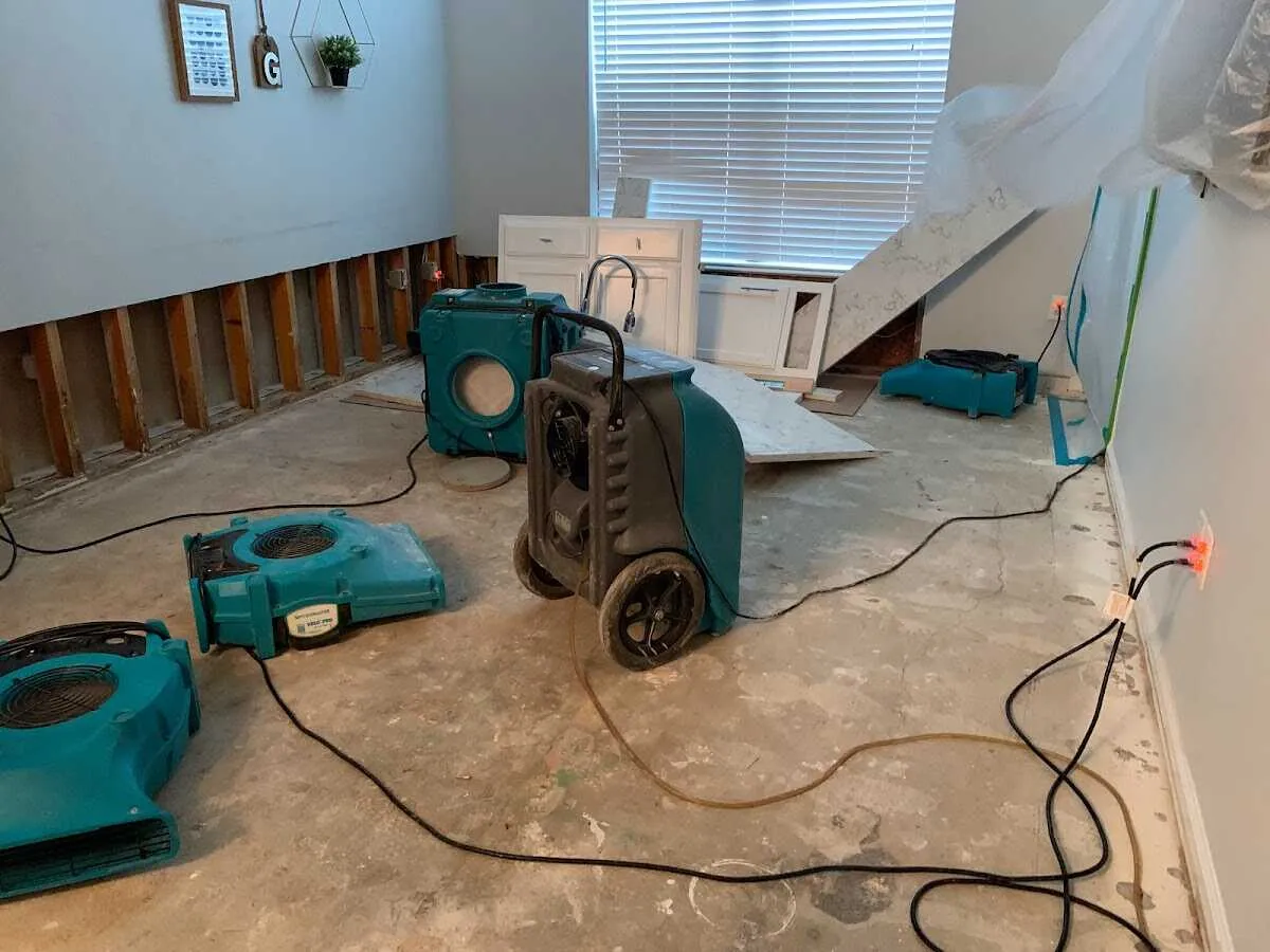 Dehumidifier in flood-cut room for Water Extraction & Removal in Duncan